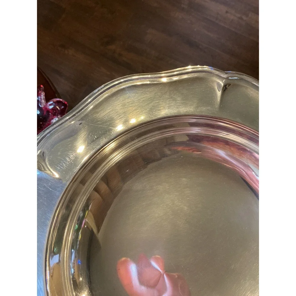 Vintage Sheridan Silver Plated‎ Scalloped Rim Round 12